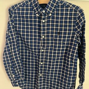 Ralph Lauren Boys Long Sleeve Blue Plaid Button-Down Shirt